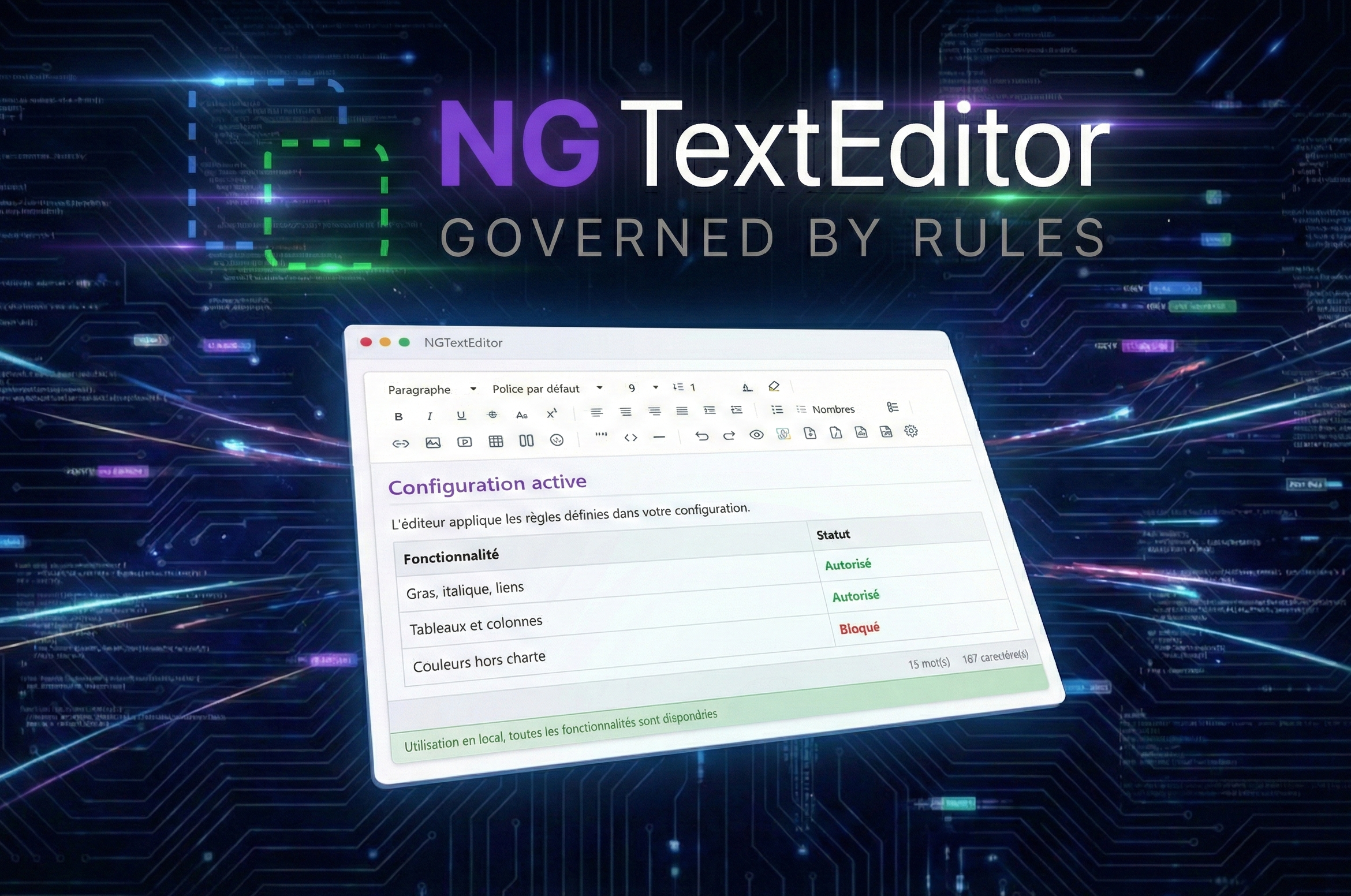 NGTextEditor - Écrivez librement.Imposez des règles quand il le faut.
